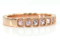 2.8mm Half-set Square Bezel Box Light Pink Sapphire Band - Wedding Band