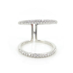 Micro pavé Diamond Double Row dome Band Ring - 18K  White Gold