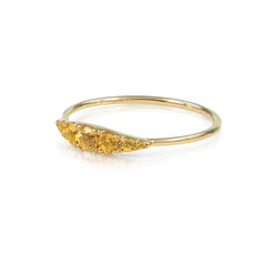 Seven Stones Graduated Natural Yellow Sapphires Ring - 18K Yellow Gold
