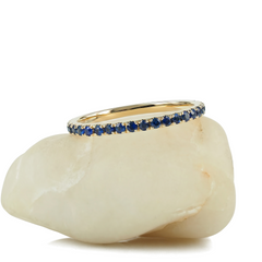 18K Yellow Gold Blue Sapphire Eternity Band - 1.5mm