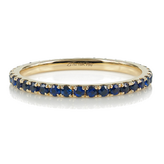 18K Yellow Gold Blue Sapphire Eternity Band - 1.5mm