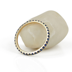 18K Yellow Gold Blue Sapphire Eternity Band - 1.5mm