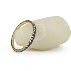 18K Yellow Gold Blue Sapphire Eternity Band - 1.5mm