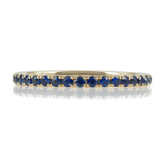 18K Yellow Gold Blue Sapphire Eternity Band - 1.5mm