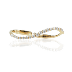 18K Yellow Gold Diamond Two-Fingers Wavy  Ring