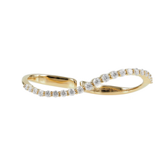 18K Yellow Gold Diamond Two-Fingers Wavy  Ring