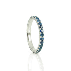 18K White Gold Blue Sapphires Eternity Band - 2.2mm
