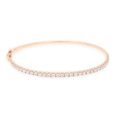 18K Rose Gold Natural Diamond Hinged Bangle Bracelet