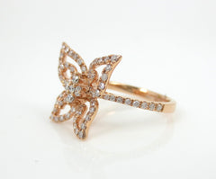 Diamond Pave Butterfly 18k Rose Gold Cocktail Ring - 0.46cts T.W