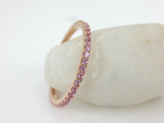 Light Pink Sapphires Eternity Metro Band - 18K Rose Gold - Wedding Bands