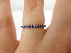1.7mm Pave Blue Sapphire 18k Rose Gold Eternity Band