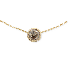 Bezel Set Champagne Diamond Solitaire Pendant - 0.75 ct