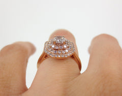 PINK Diamond Triple Halo Engagement Ring - 1.14 carats T.W