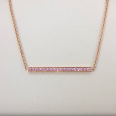 Light Pink Sapphire Mini Bar Necklace - 18K Rose Gold