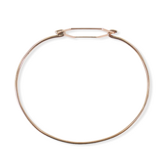 Solid 18k Rose Gold Octagon Charm open wire Bangle Bracelet