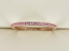 1.4mm Half-set Light Pink Sapphires 18k Rose Gold Band.