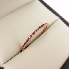 Micro Pavé Ruby Eternity Band - 18K Rose Gold