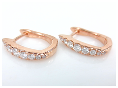 18K Rose Gold Diamond Huggie Hoop Earrings