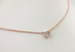 Round Diamond Solitaire Bezel Set Pendant Necklace - 0.15cts
