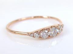 Seven-Stones Graduated Round Diamond Ring - 18K Rose Gold
