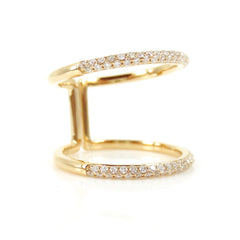 Micro pavé Diamond Double Row dome Band Ring - 18K  White Gold