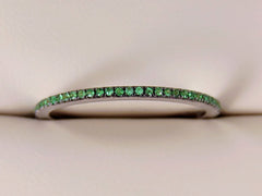 Micro Pavé Tsavorite Garnet Eternity Band-  18K White Gold