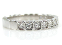 2.8mm Half-set Square Bezel Box Band round Diamonds - Wedding Band