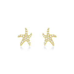 18K Rose gold Natural Diamond Starfish Stud Earring
