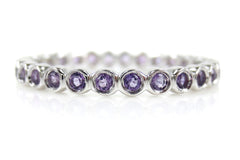 18K White Gold Amethyst Bezel-set Bubble Eternity Band - 2.2mm