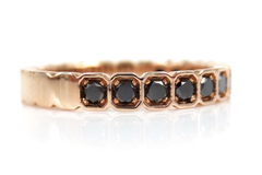 18K Rose Gold Black Diamond Square Bezel-set Half Eternity Band