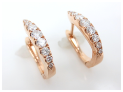 18K Rose Gold Diamond Huggie Hoop Earrings