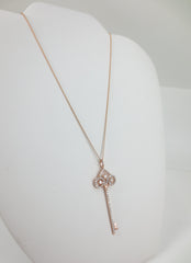 18k Rose Gold Diamond Key Pendant - Necklace