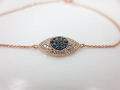 Diamond Against Evil Eye Bracelet in Solid 18k Rose Gold