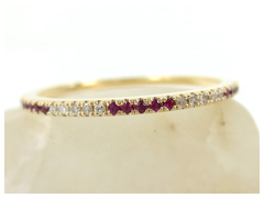 Trio stacking Diamond & Ruby Eternity Bands - 18K Gold