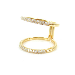 Micro pavé Diamond Double Row dome Band Ring - 18K  Yellow Gold