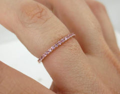 1.4mm Half-set Light Pink Sapphires 18k Rose Gold Band.