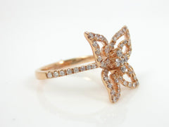Diamond Pave Butterfly 18k Rose Gold Cocktail Ring - 0.46cts T.W