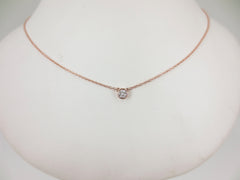 0.15cts Round Diamond Solitaire Bezel Set Pendant Necklace