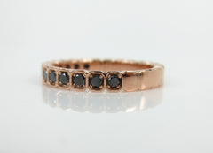 2.8mm Half-set Square Bezel Box Black Diamond Band - Wedding Band
