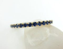 1.7mm Pave Blue Sapphire 18k Yellow Gold Eternity Band