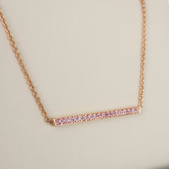 Light Pink Sapphire Mini Bar Necklace - 18K Rose Gold