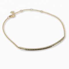 Black Diamond Bar Bracelet set in 18K Yellow Gold.