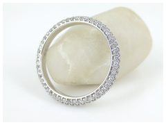 Three Row Micropavé Diamond dome Eternity Wedding Band - 18K White Gold