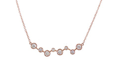 14K Rose Gold constellation of round bezel set diamonds Necklace