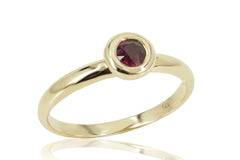 0.34 cts Bezel-Set Solitaire Ruby Ring - 14K Yellow Gold