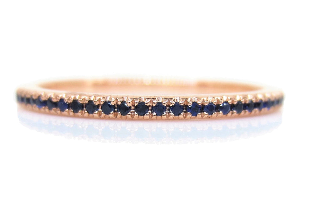 18K Rose Gold Dainty  Blue Sapphires Eternity Band