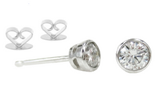 14K White Gold Round-Cut Solitaire Diamond Stud Earrings - 0.22 ctw
