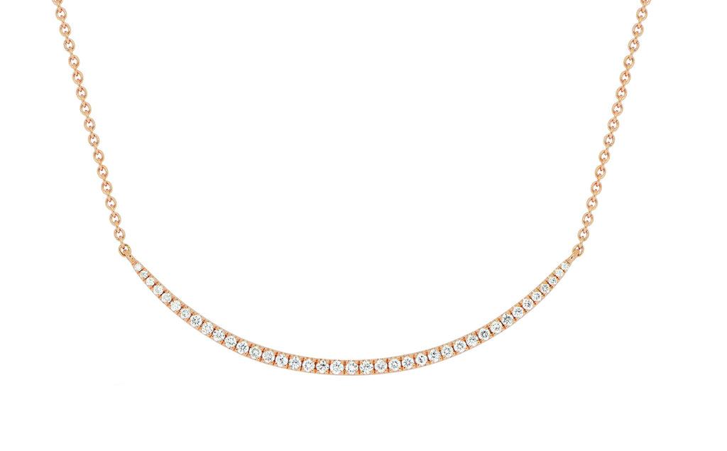 18K Graduated Natural Diamond Pavé Curved Bar Necklace
