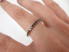 Black Diamond Eternity Band set - 18K Rose Gold