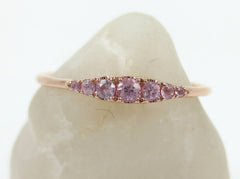 Seven Stones Graduated Light Pink Sapphire Ring - 18K Rose Gold